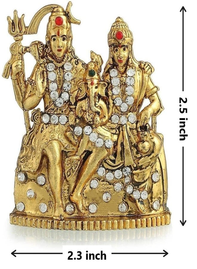 GCT Lord Shiv Parivar Idol Shiva Parvati Ganesha Family Statue Shankar Murti (B-108) Gold Metal Statue for Home Décor Car Dashboard Mandir Pooja Murti Temple Puja Office Table Showpiece - Image 2